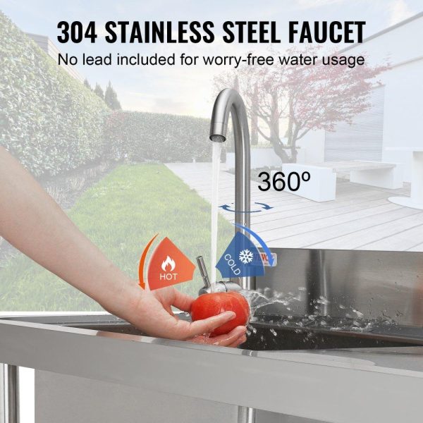 Restaurant Faucets & Plumbing & Sinks | Stainless Steel Utility Sink, 1 Compartment Free Standing Small Sink w/Workbench Faucet & legs, 39.4 x 19.1 x 37.4 in Commercial Single Bowl Sinks for Garage, Restaurant, Laundry, NSF Certified Restaurant & Food Service Restaurant Faucets & Plumbing & Sinks