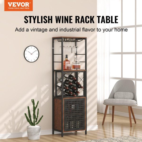 Restaurant Furniture | 18 Inch Industrial Bar Cabinet, Wine Table for Liquor and Glasses, Sideboard Buffet Cabinet with Glass Holder & Wine Rack, Freestanding Farmhouse Wood Coffee Bar Cabinet for Living Room Home Bar Restaurant & Food Service Restaurant Furniture