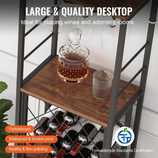 Restaurant Furniture | 18 Inch Industrial Bar Cabinet, Wine Table for Liquor and Glasses, Sideboard Buffet Cabinet with Glass Holder & Wine Rack, Freestanding Farmhouse Wood Coffee Bar Cabinet for Living Room Home Bar Restaurant & Food Service Restaurant Furniture