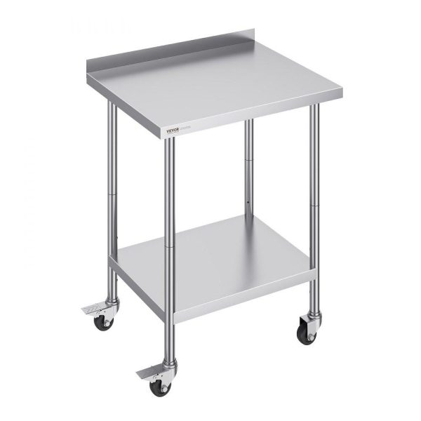 Restaurant Furniture | 24 x 30 x 40 Inch Stainless Steel Work Table, Commercial Food Prep Worktable with Casters, Heavy Duty Prep Worktable, Metal Work Table with Adjustable Height for Restaurant, Home and Hotel Restaurant & Food Service Restaurant Furniture