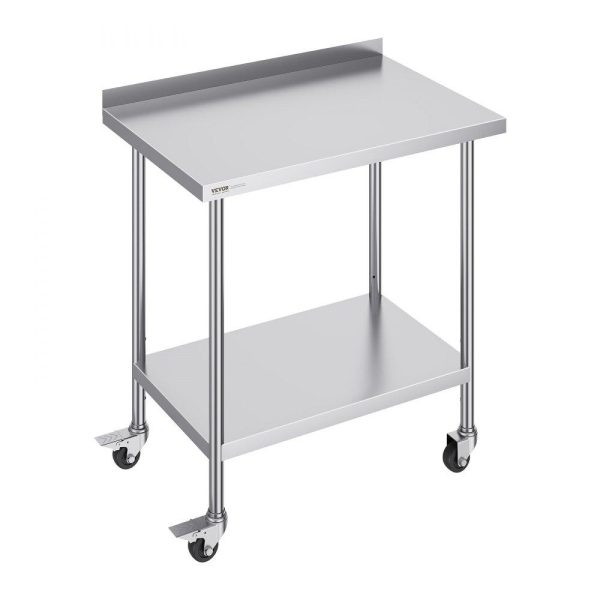 Restaurant Furniture | 24 x 36 x 40 Inch Stainless Steel Work Table, Commercial Food Prep Worktable with Casters, Heavy Duty Prep Worktable, Metal Work Table with Adjustable Height for Restaurant, Home and Hotel Restaurant & Food Service Restaurant Furniture