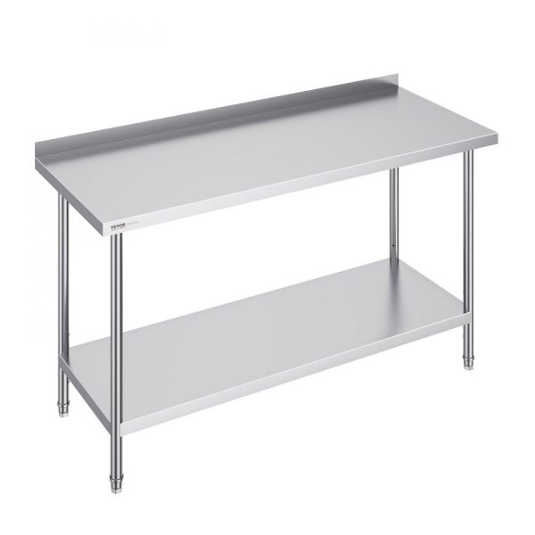 Restaurant Furniture | 24 x 60 x 36 Inch Stainless Steel Work Table, Commercial Food Prep Worktable Heavy Duty Prep Worktable, Metal Work Table with Adjustable Height for Restaurant, Home and Hotel Restaurant & Food Service Restaurant Furniture