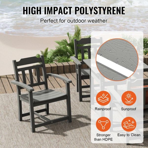 Restaurant Furniture | 5 Pieces Patio Dining Set, Outdoor Square Furniture Table and Chairs, All Weather Garden Furniture Table Sets, HIPS Small Patio Conversation Set, For Lawn, Deck, Backyard, Poolside, Light Gray Restaurant & Food Service Restaurant Furniture