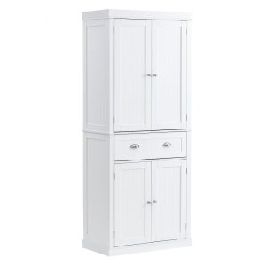 Restaurant Furniture | 72″ Kitchen Pantry Storage Cabinet, Freestanding Utility Cabinets with Doors, Drawer and 3 Adjustable Shelves, Tall Food Buffet Pantries for Kitchen, Living Room, Dinning Room, Laundry, White Restaurant & Food Service Restaurant Furniture