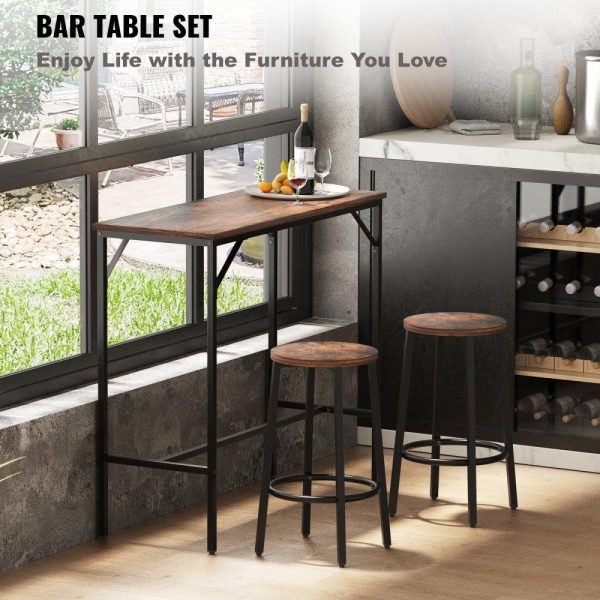 Restaurant Furniture | Bar Table and Chairs Set 39″ Pub Table Set with 2 Bar Stools Kitchen Dining Table and Chairs Set for 2 Iron Frame Counter Height Dining Sets for Home, Kitchen, Living Room Restaurant & Food Service Restaurant Furniture