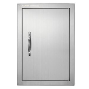 Restaurant Furniture | BBQ Access Door, 14W x 20H Inch Single Outdoor Kitchen Door, Stainless Steel Flush Mount Door, Wall Vertical Door with Handle, for BBQ Island, Grilling Station, Outside Cabinet Silver Restaurant & Food Service Restaurant Furniture