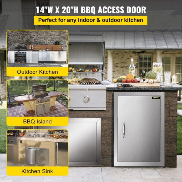 Restaurant Furniture | BBQ Access Door 14W x 20H Inch, Vertical Single BBQ Door Stainless Steel, Outdoor Kitchen Doors for BBQ Island, Grill Station, Outside Cabinet Restaurant & Food Service Restaurant Furniture