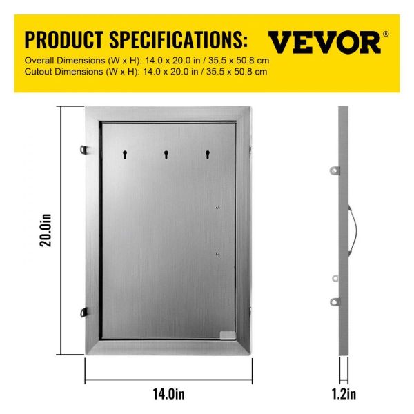 Restaurant Furniture | BBQ Access Door 14W x 20H Inch, Vertical Single BBQ Door Stainless Steel, Outdoor Kitchen Doors for BBQ Island, Grill Station, Outside Cabinet Restaurant & Food Service Restaurant Furniture