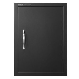 Restaurant Furniture | BBQ Access Door, 16W x 22H Inch Single Outdoor Kitchen Door, Cold Plate Flush Mount Door, Wall Vertical Door with Handle, for BBQ Island, Grilling Station, Outside Cabinet Black Restaurant & Food Service Black