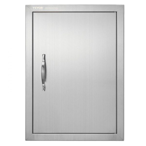 Restaurant Furniture | BBQ Access Door, 16W x 22H Inch Single Outdoor Kitchen Door, Stainless Steel Flush Mount Door, Wall Vertical Door with Handle, for BBQ Island, Grilling Station, Outside Cabinet Silver Restaurant & Food Service Restaurant Furniture