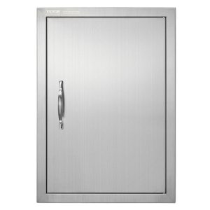 Restaurant Furniture | BBQ Access Door, 17W x 24H Inch Single Outdoor Kitchen Door, Stainless Steel Flush Mount Door, Wall Vertical Door with Handle, for BBQ Island, Grilling Station, Outside Cabinet Silver Restaurant & Food Service Restaurant Furniture