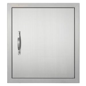 Restaurant Furniture | BBQ Access Door, 18W x 20H Inch Single Outdoor Kitchen Door, Stainless Steel Flush Mount Door, Wall Vertical Door with Handle and Hook, for BBQ Island, Grilling Station, Outside Cabinet Silver Restaurant & Food Service Restaurant Furniture