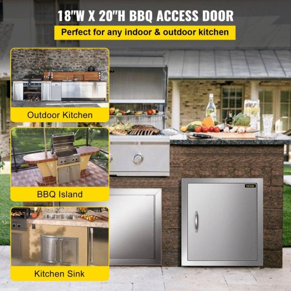 Restaurant Furniture | BBQ Access Door 18W x 20H Inch, Vertical Single BBQ Door Stainless Steel, Outdoor Kitchen Doors for BBQ Island, Grill Station, Outside Cabinet Restaurant & Food Service Restaurant Furniture