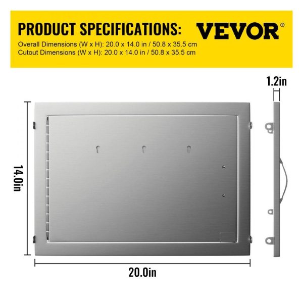 Restaurant Furniture | BBQ Access Door 20W x 14H Inch, Horizontal Single BBQ Door Stainless Steel, Outdoor Kitchen Doors for BBQ Island, Grilling Station, Outside Cabinet Restaurant & Food Service Restaurant Furniture