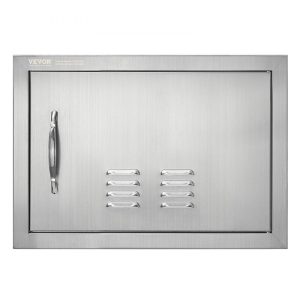 Restaurant Furniture | BBQ Access Door, 20W x 14H Inch Single Outdoor Kitchen Door, Stainless Steel Flush Mount Door, Wall Vertical Door with Handle and vents, for BBQ Island, Grilling Station, Outside Cabinet Restaurant & Food Service Restaurant Furniture