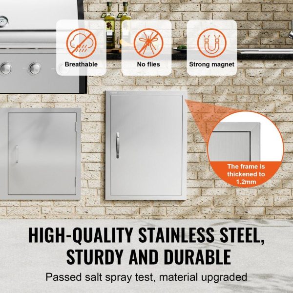 Restaurant Furniture | BBQ Access Door, 20W x 27H Inch Single Outdoor Kitchen Door, Stainless Steel Flush Mount Door, Wall Vertical Door with Handle, for BBQ Island, Grilling Station, Outside Cabinet Restaurant & Food Service Restaurant Furniture