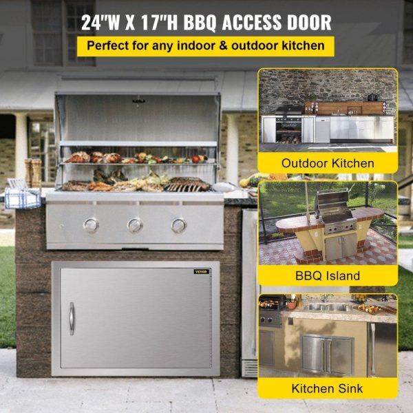 Restaurant Furniture | BBQ Access Door 24W x 17H Inch, Horizontal Single BBQ Door Stainless Steel, Outdoor Kitchen Doors for BBQ Island, Grill Station, Outside Cabinet Restaurant & Food Service Restaurant Furniture