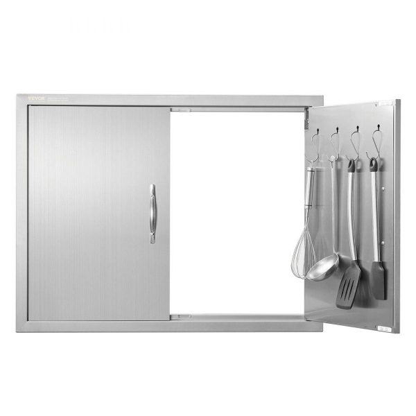 Restaurant Furniture | BBQ Access Door, 31W x 24H Inch Double Outdoor Kitchen Door, Stainless Steel Flush Mount Door, Double Wall Vertical Door with Handles and Hooks, for BBQ Island, Grilling Station, Outside Cabinet Restaurant & Food Service Restaurant Furniture