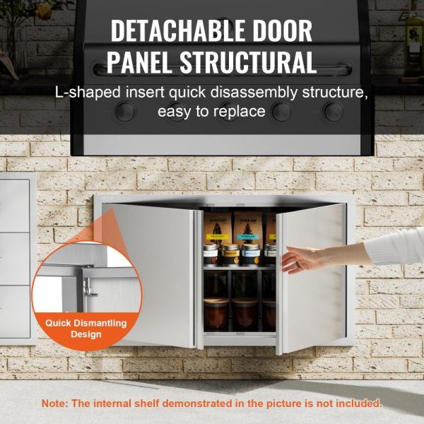 Restaurant Furniture | BBQ Access Door, 36W x 21H Inch Double Outdoor Kitchen Door, Stainless Steel Flush Mount Door, Wall Vertical Door with Recessed Handles , for BBQ Island, Grilling Station, Outside Cabinet Restaurant & Food Service Restaurant Furniture