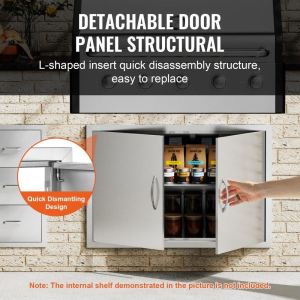 Restaurant Furniture | BBQ Access Door, 36W x 24H Inch Double Outdoor Kitchen Door, Stainless Steel Flush Mount Door, Wall Vertical Door with Handles, for BBQ Island, Grilling Station, Outside Cabinet Restaurant & Food Service Restaurant Furniture