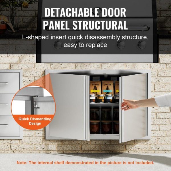 Restaurant Furniture | BBQ Access Door, 36W x 24H Inch Double Outdoor Kitchen Door, Stainless Steel Flush Mount Door, Wall Vertical Door with Recessed Handles , for BBQ Island, Grilling Station, Outside Cabinet Restaurant & Food Service Restaurant Furniture