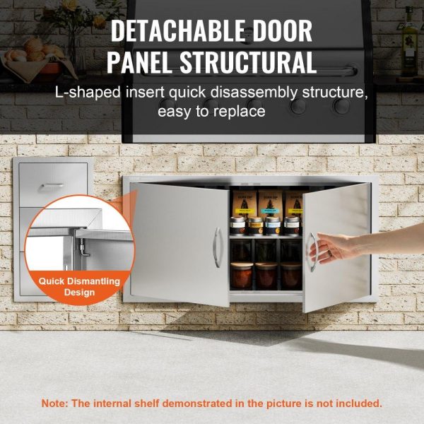 Restaurant Furniture | BBQ Access Door, 42W x 21H Inch Double Outdoor Kitchen Door, Stainless Steel Flush Mount Door, Wall Vertical Door with Handles, for BBQ Island, Grilling Station, Outside Cabinet Restaurant & Food Service Restaurant Furniture