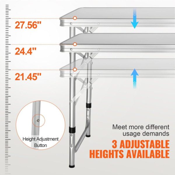 Restaurant Furniture | Camping Kitchen Table, Quick set-up Folding Camping Table, 3 Adjustable Heights, MDF Camping Table, Ideal for Outdoor Picnics, BBQs, Camping, RV Traveling Restaurant & Food Service Restaurant Furniture