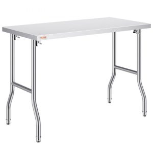 Restaurant Furniture | Commercial Worktable Workstation 48 x 24 Inch Folding Commercial Prep Table, Heavy-duty Stainless Steel Folding Table with 661 lbs Load, Kitchen Work Table, Silver Stainless Steel Kitchen Island Restaurant & Food Service Restaurant Furniture