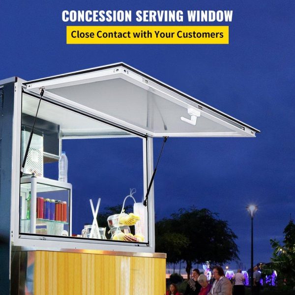 Restaurant Furniture | Concession Window 36 x 24 Inch, Concession Stand Serving Window Door with Double-Point Fork Lock, Concession Awning Door Up to 85 degrees for Food Trucks, Glass Not Included Restaurant & Food Service Restaurant Furniture