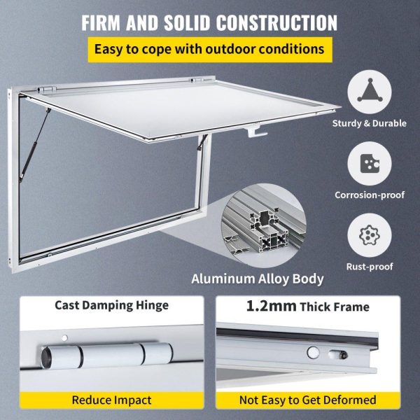 Restaurant Furniture | Concession Window 36 x 24 Inch, Concession Stand Serving Window Door with Double-Point Fork Lock, Concession Awning Door Up to 85 degrees for Food Trucks, Glass Not Included Restaurant & Food Service Restaurant Furniture