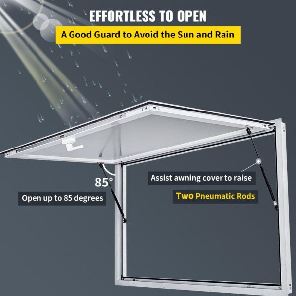 Restaurant Furniture | Concession Window 36 x 24 Inch, Concession Stand Serving Window Door with Double-Point Fork Lock, Concession Awning Door Up to 85 degrees for Food Trucks, Glass Not Included Restaurant & Food Service Restaurant Furniture