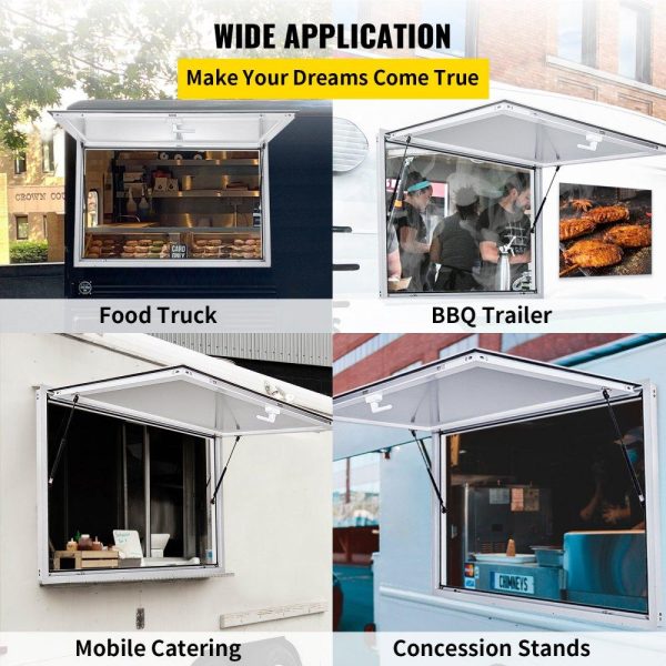 Restaurant Furniture | Concession Window 36 x 24 Inch, Concession Stand Serving Window Door with Double-Point Fork Lock, Concession Awning Door Up to 85 degrees for Food Trucks, Glass Not Included Restaurant & Food Service Restaurant Furniture