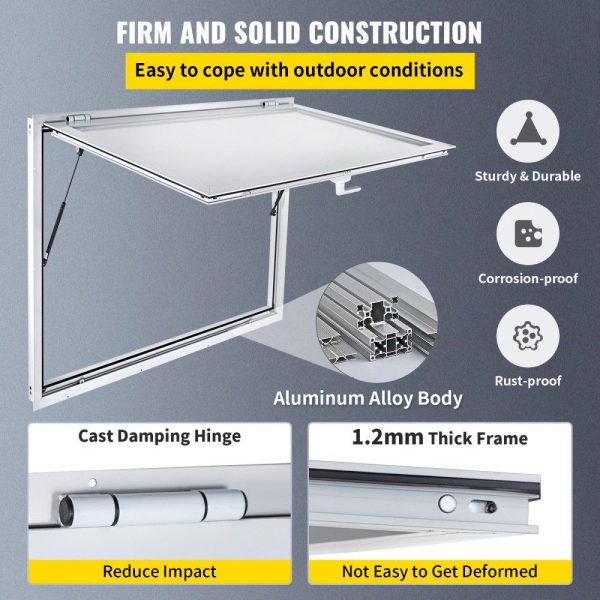 Restaurant Furniture | Concession Window 36 x 36 Inch, Concession Stand Serving Window Door with Double-Point Fork Lock, Concession Awning Door Up to 85 degrees for Food Trucks, Glass Not Included Restaurant & Food Service Restaurant Furniture