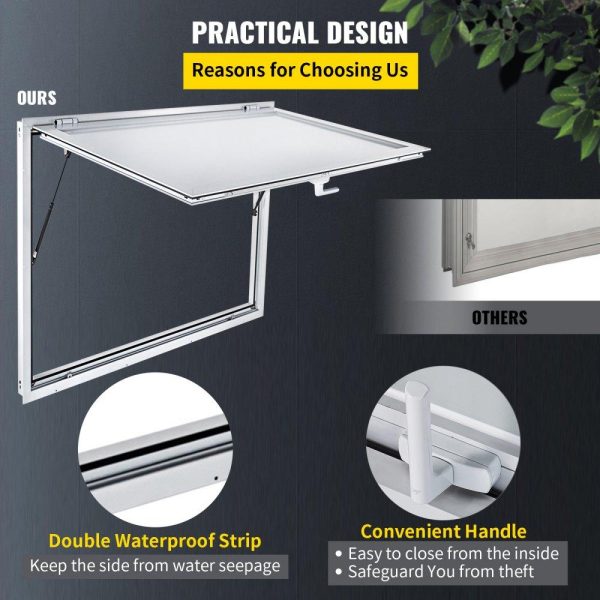 Restaurant Furniture | Concession Window 36 x 36 Inch, Concession Stand Serving Window Door with Double-Point Fork Lock, Concession Awning Door Up to 85 degrees for Food Trucks, Glass Not Included Restaurant & Food Service Restaurant Furniture