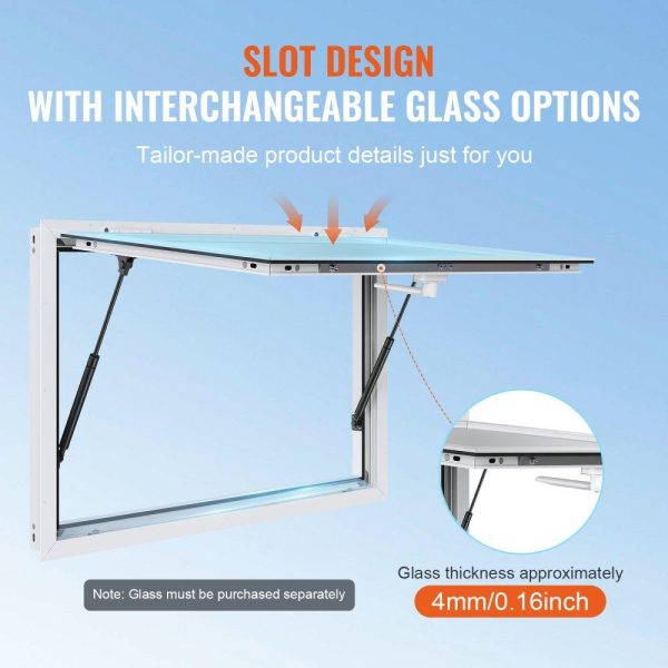 Restaurant Furniture | Concession Window 36″x24″, Aluminum Alloy Food Truck Service Window with Awning Door & Drag Hook, Up to 85 Degrees Stand Serving Window for Food Trucks Concession Trailers, Glass Not Included Restaurant & Food Service Restaurant Furniture