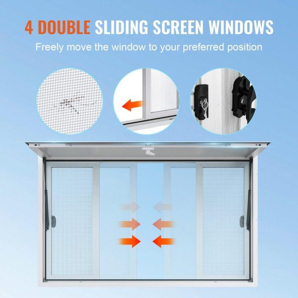 Restaurant Furniture | Concession Window 36″x36″, Aluminum Alloy Food Truck Service Window with 4 Horizontal Sliding Windows & Awning Door & Drag Hook, Up to 85 Degrees Serving Window for Food Truck Concession Trailer Restaurant & Food Service Restaurant Furniture