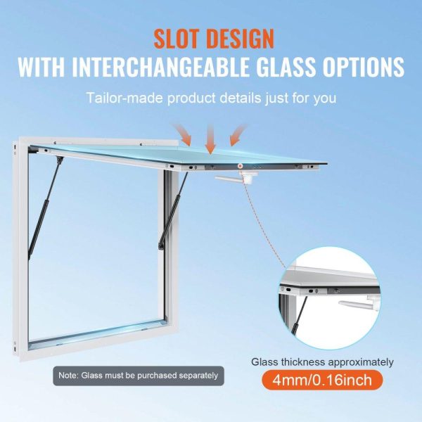 Restaurant Furniture | Concession Window 36″x36″, Aluminum Alloy Food Truck Service Window with Awning Door & Drag Hook, Up to 85 Degrees Stand Serving Window for Food Trucks Concession Trailers, Glass Not Included Restaurant & Food Service Restaurant Furniture