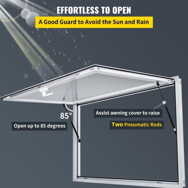 Restaurant Furniture | Concession Window 48 x 36 Inch, Concession Stand Serving Window Door with Double-Point Fork Lock, Concession Awning Door Up to 85 degrees for Food Trucks, Glass Not Included Restaurant & Food Service Restaurant Furniture