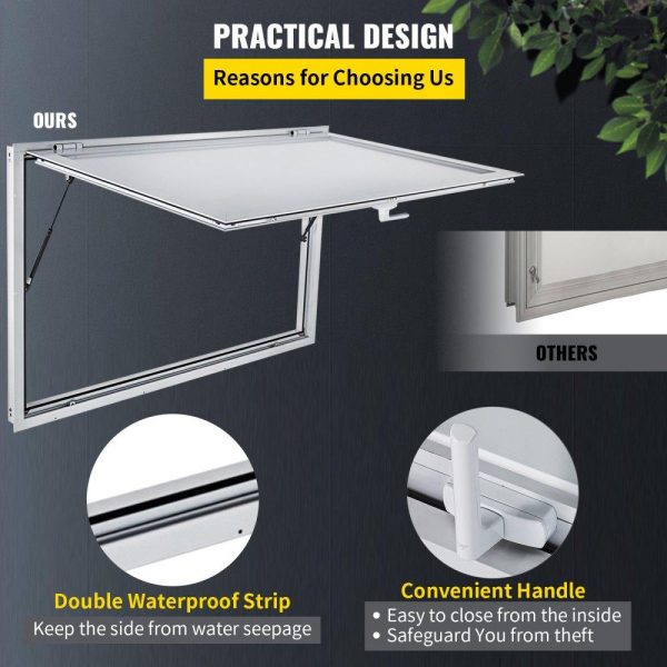 Restaurant Furniture | Concession Window 48 x 36 Inch, Concession Stand Serving Window Door with Double-Point Fork Lock, Concession Awning Door Up to 85 degrees for Food Trucks, Glass Not Included Restaurant & Food Service Restaurant Furniture