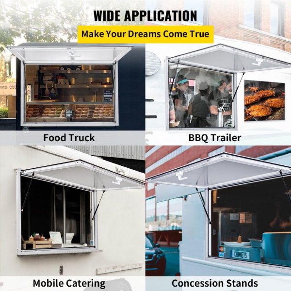 Restaurant Furniture | Concession Window 48 x 36 Inch, Concession Stand Serving Window Door with Double-Point Fork Lock, Concession Awning Door Up to 85 degrees for Food Trucks, Glass Not Included Restaurant & Food Service Restaurant Furniture