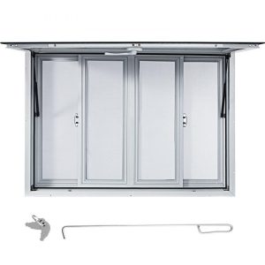 Restaurant Furniture | Concession Window, 53 x 33 inch, Aluminum Alloy Food Truck Service Window with 4 Horizontal Sliding Screen Windows & Awning Door & Drag Hook, Serving Window for Food Trucks Concession Trailers Restaurant & Food Service Restaurant Furniture