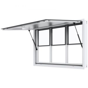 Restaurant Furniture | Concession Window 60″x36″, Aluminum Alloy Food Truck Service Window with Vertical Lifting Windows & Awning Door & Drag Hook, Up to 85 Degrees Serving Window for Food Trucks Concession Trailers Restaurant & Food Service Restaurant Furniture