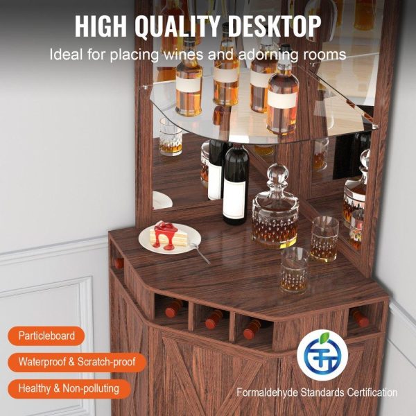 Restaurant Furniture | Corner Industrial Bar Cabinet, Wine Table for Liquor & Glasses, Sideboard Buffet Cabinet with Glass Holder, Freestanding Farmhouse Wood Coffee Bar Cabinet for Living Room, Home Bar, Black Walnut Restaurant & Food Service Restaurant Furniture