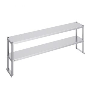 Restaurant Furniture | Double Overshelf, Double Tier Stainless Steel Overshelf, 12 x 72 Inch Double Deck Overshelf, Height Adjustable Overshelf Prep Work Table for Kitchen, Restaurant and Workshop Restaurant & Food Service Restaurant Furniture