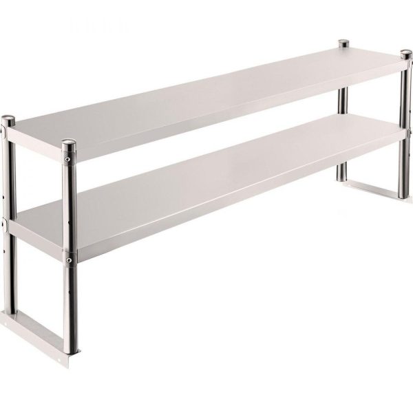 Restaurant Furniture | Double Overshelf, Double Tier Stainless Steel Overshelf, 36 in. Length x 12 in. Width Double Deck Overshelf, Height Adjustable Overshelf for Prep & Work Table in Kitchen, Restaurant Restaurant & Food Service Restaurant Furniture