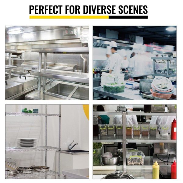 Restaurant Furniture | Double Overshelf, Double Tier Stainless Steel Overshelf, 60 in. Length x 12 in. Width Double Deck Overshelf, Height Adjustable Overshelf for Prep & Work Table in Kitchen, Restaurant and Workshop Restaurant & Food Service Restaurant Furniture