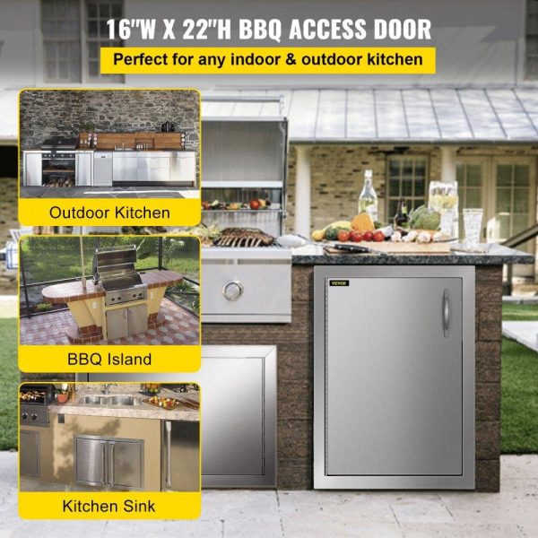 Restaurant Furniture | Outdoor Kitchen Access Door 16″x 22″ Single Wall Construction Stainless Steel Flush Mount for BBQ Island, 16inch x 22inch,,Single Door Restaurant & Food Service Restaurant Furniture