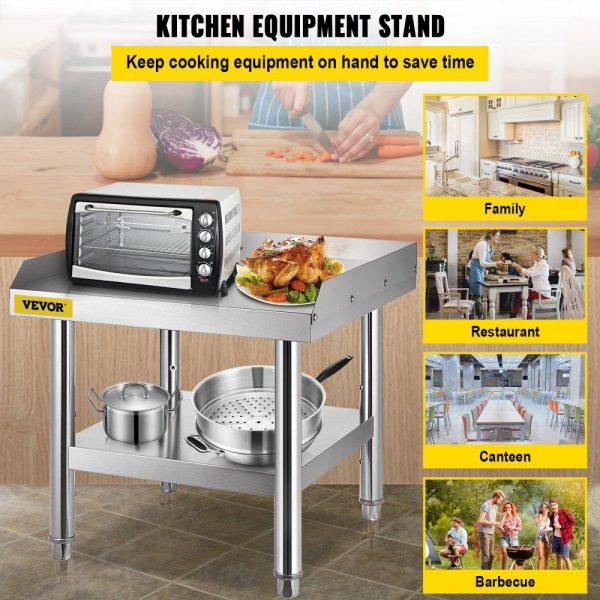 Restaurant Furniture | Stainless Steel Equipment Grill Stand, 24 x 24 x 24 Inches Stainless Table, Grill Stand Table with Adjustable Storage Undershelf, Equipment Stand Grill Table for Hotel, Home, Restaurant Kitchen Restaurant & Food Service Restaurant Furniture