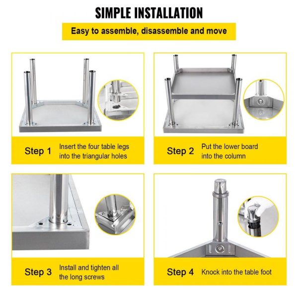 Restaurant Furniture | Stainless Steel Equipment Grill Stand, 24 x 24 x 24 Inches Stainless Table, Grill Stand Table with Adjustable Storage Undershelf, Equipment Stand Grill Table for Hotel, Home, Restaurant Kitchen Restaurant & Food Service Restaurant Furniture