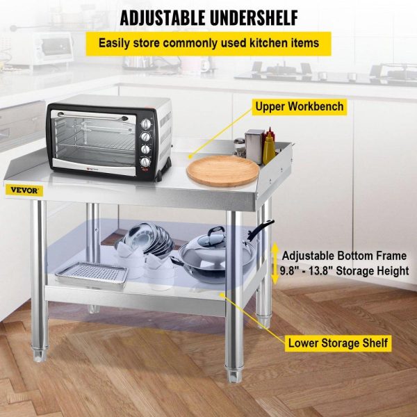 Restaurant Furniture | Stainless Steel Equipment Grill Stand, 24 x 28 x 24 Inches Stainless Table, Grill Stand Table with Adjustable Storage Undershelf, Equipment Stand Grill Table for Hotel, Home, Restaurant Kitchen Restaurant & Food Service Restaurant Furniture